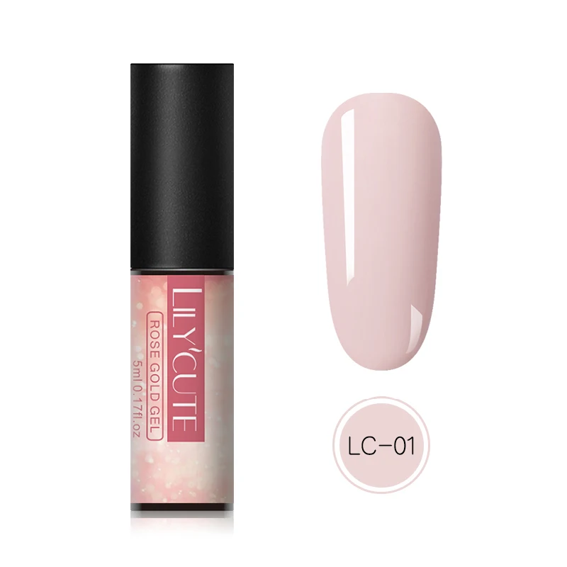 LC-01 LILYCUTE розовый золотой УФ-Гель-лак 5 мл замачиваемый Блестящий лак для ногтей замачиваемый Сияющий УФ-гель долговечный гель для дизайна ногтей - Цвет: LC-01
