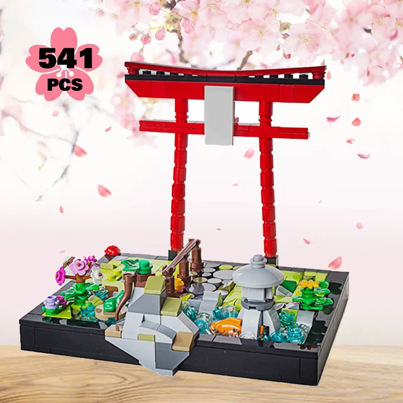 

Japanese Famous Scenic Spot Bird Garden House Creative City Architecture Building Block Model Bricks Bulk Educational Kids Toys