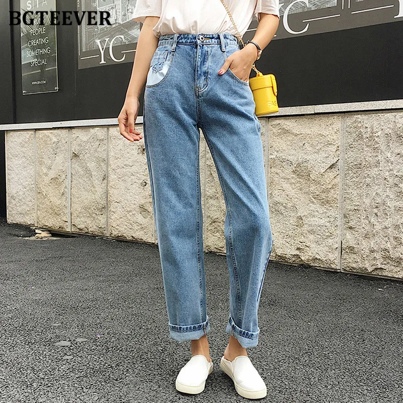 

Джинсы BGTEEVER женские прямые джинсовые, повседневные свободные штаны с завышенной талией и карманами, лето 2021