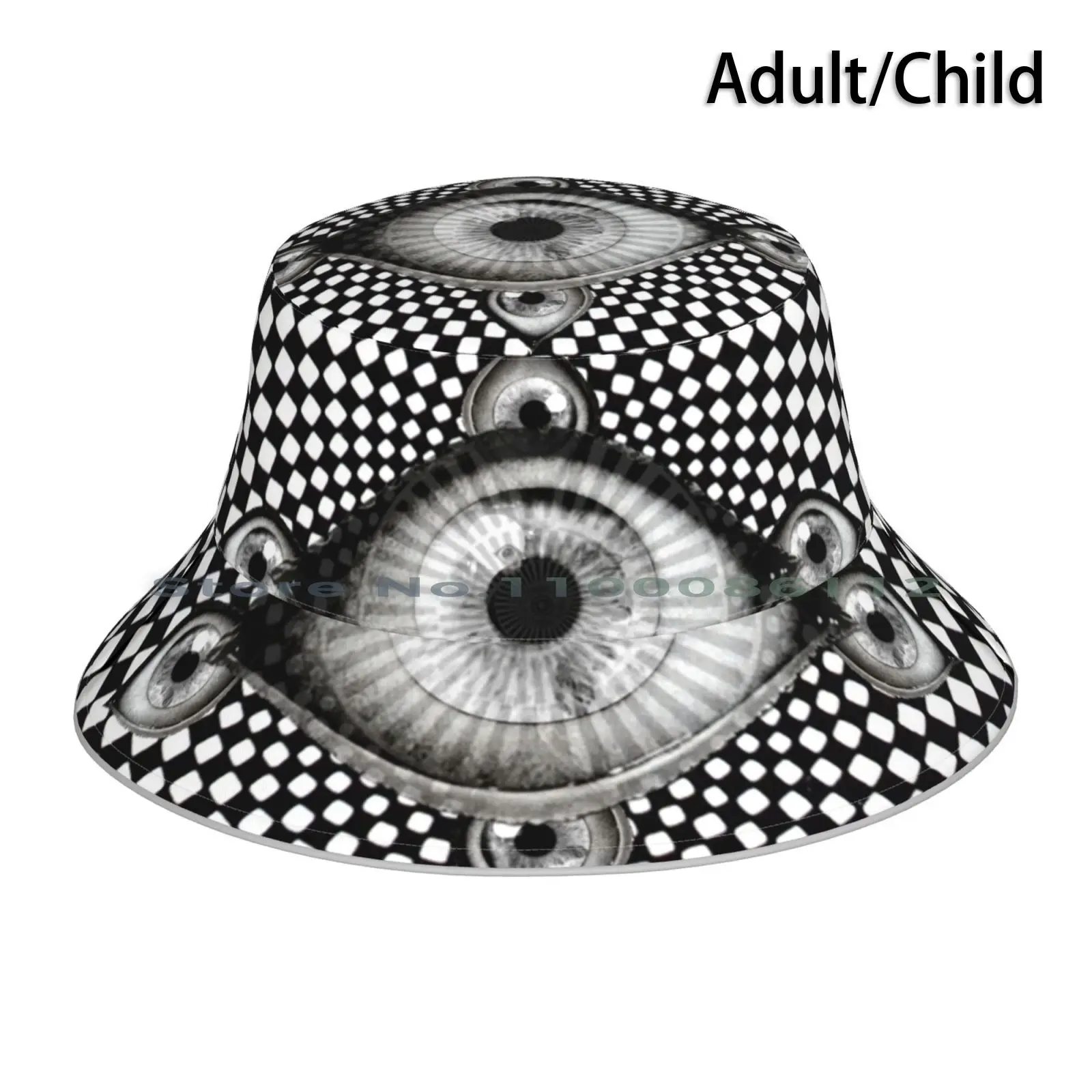 

Moiré Eyes Bucket Hat Sun Cap Psychedelic Visionary Spiritual Mandala Gwyllm Llwydd Foldable Outdoor Fisherman Hat