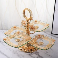 new stylish light luxury quality multi functional separation storage plate european glass living room hotel pastry fruit plate