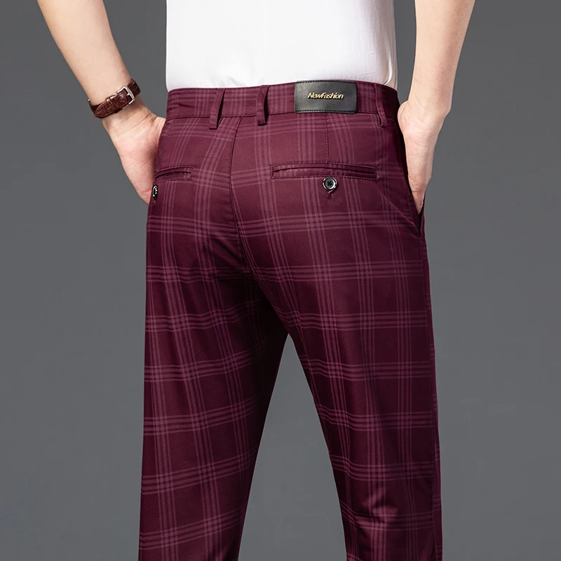 Autumn Men's Trousers Fashion Business Classic Stripe Plaid Black Solid Color Trouser High Quality Formal Suit Pants Male 30-38