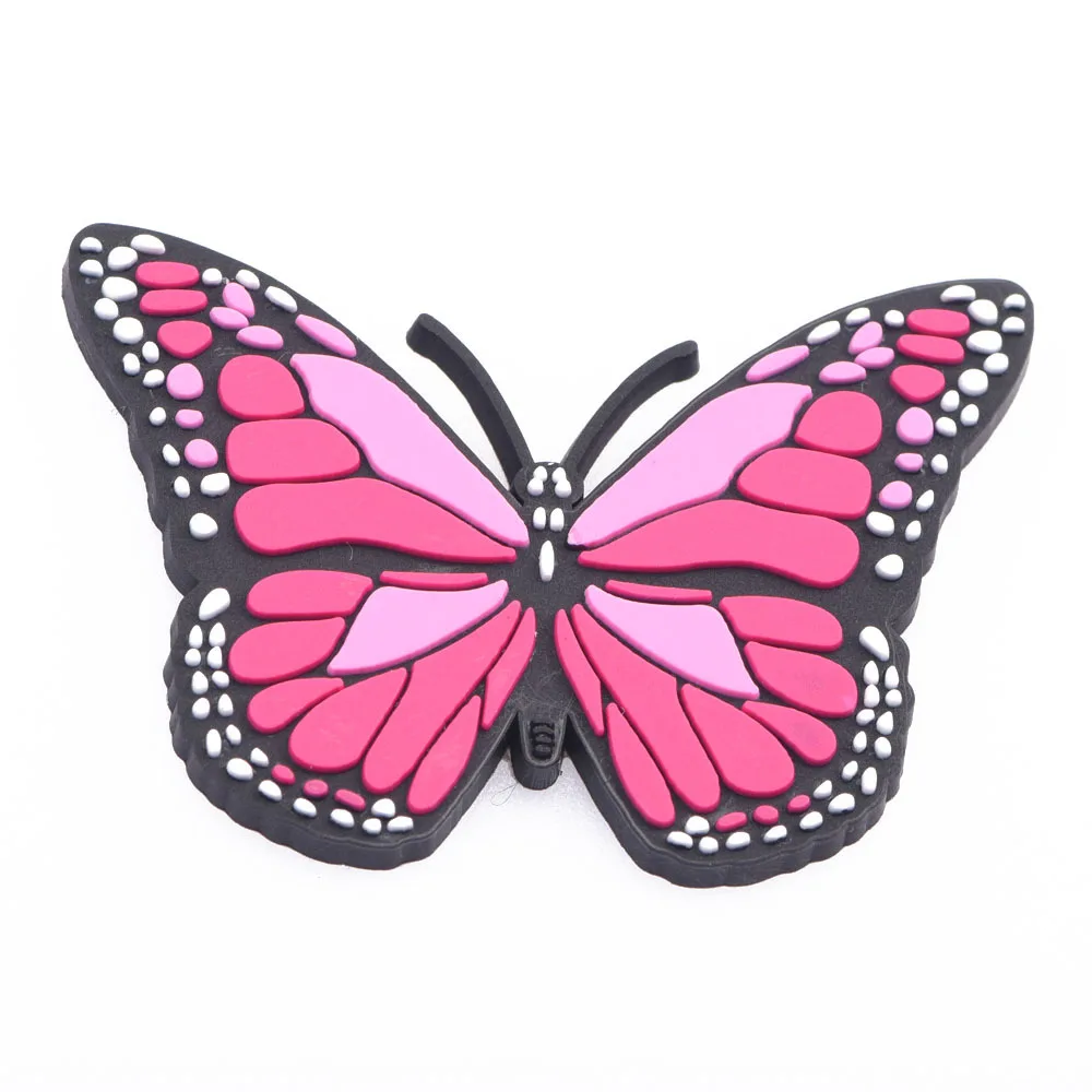 1PCS PVC Butterfly Croc Charms  Shoe Decoration Beautiful Nails Famous Singer Buckles Garden JIBZ Accessories For Gifts