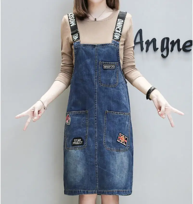 2020 Fashion Denim Waistcoat Spring And Autumn Dress Cowgirl + long Sleeve T shirt Sleeveless Women's Dress|Женские платья| |