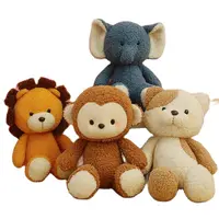 35cm Lovely Monkey Lion Elephant Cat Plush Toys Cartoon Animal Dolls Stuffed Soft Toy Birthday Gift for Baby Kids Girlfriend