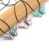 cute butterfly shell pendant necklace natural shell animals pendant necklace for women jewelry gift length 555cm size 57x32mm