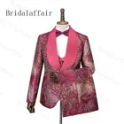 Bridalaffair Galaxy ЖАККАРДОВЫЕ мужские костюмы розового цвета 2019 осенние банкетные серии мужские лучшие мужские свадебные костюмы смокинг 3 шт.