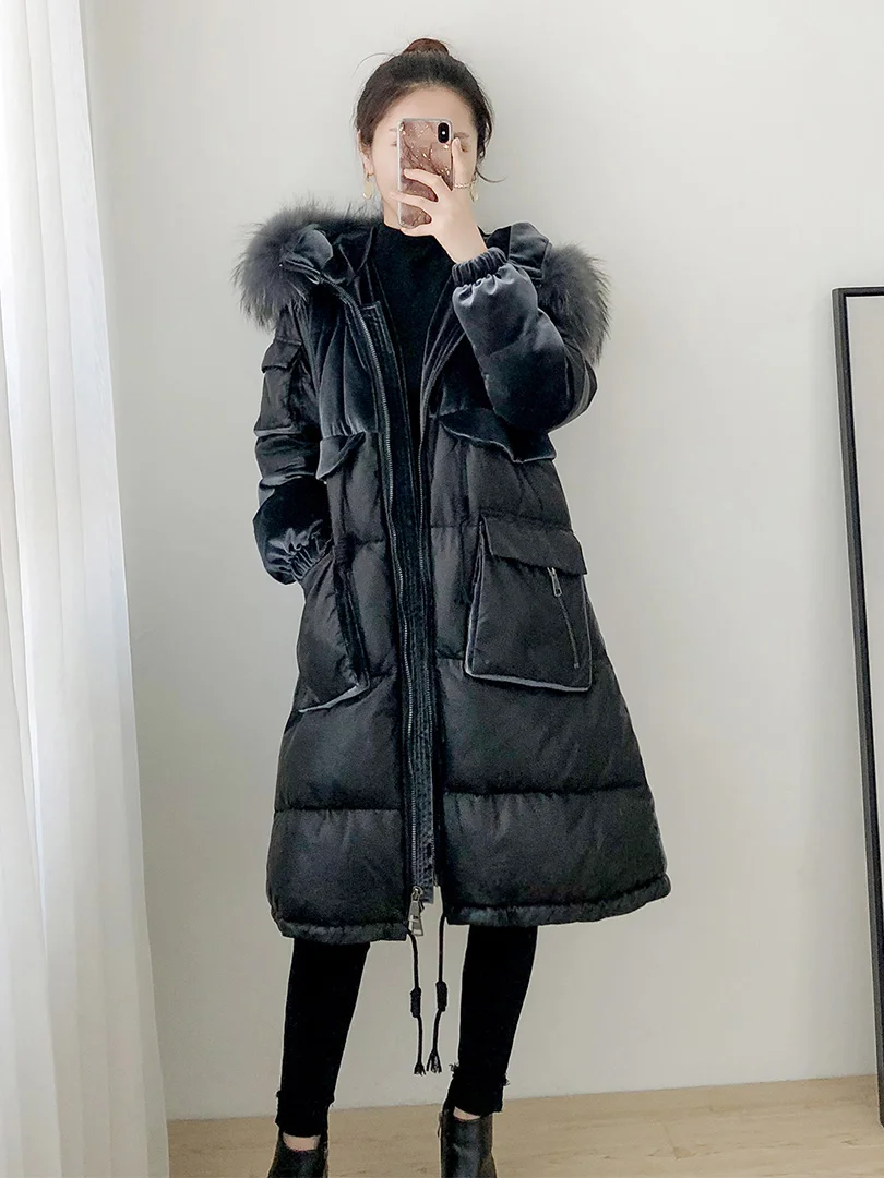 Raccoon Dog Fur Hooded Real Genuine Leather Jacket Autumn Winter Coat Women Clothes 2020 Korean Sheepskin Down Abrigo Mujer | Женская