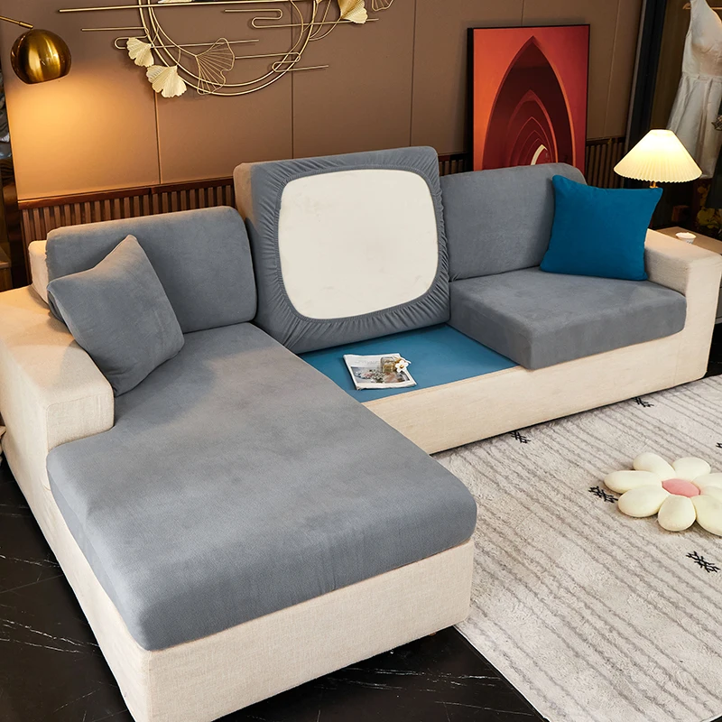 

Lamb Plush Sofa Seat Covers Set For Living Room Velvet Chaise Longue Elastic Corner Couch Slipcover 3 Seater Furniture Protector
