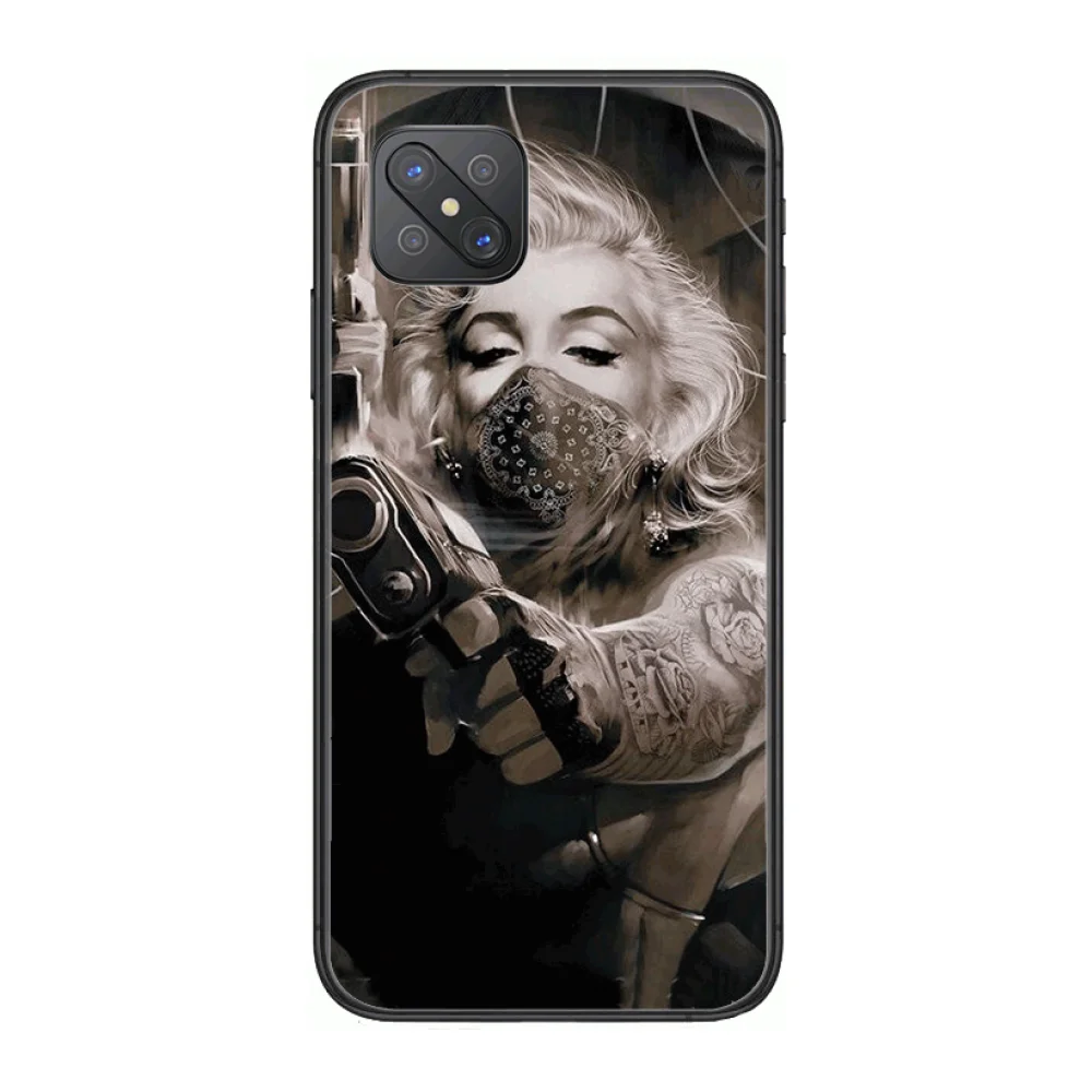 

Stylish Marilyn Monroe Tattoo Fashion Phone Case cover For OPPO A91 9 83 79 92s 5 F9 A7X Reno2 Realme6pro 5 black tpu cell c