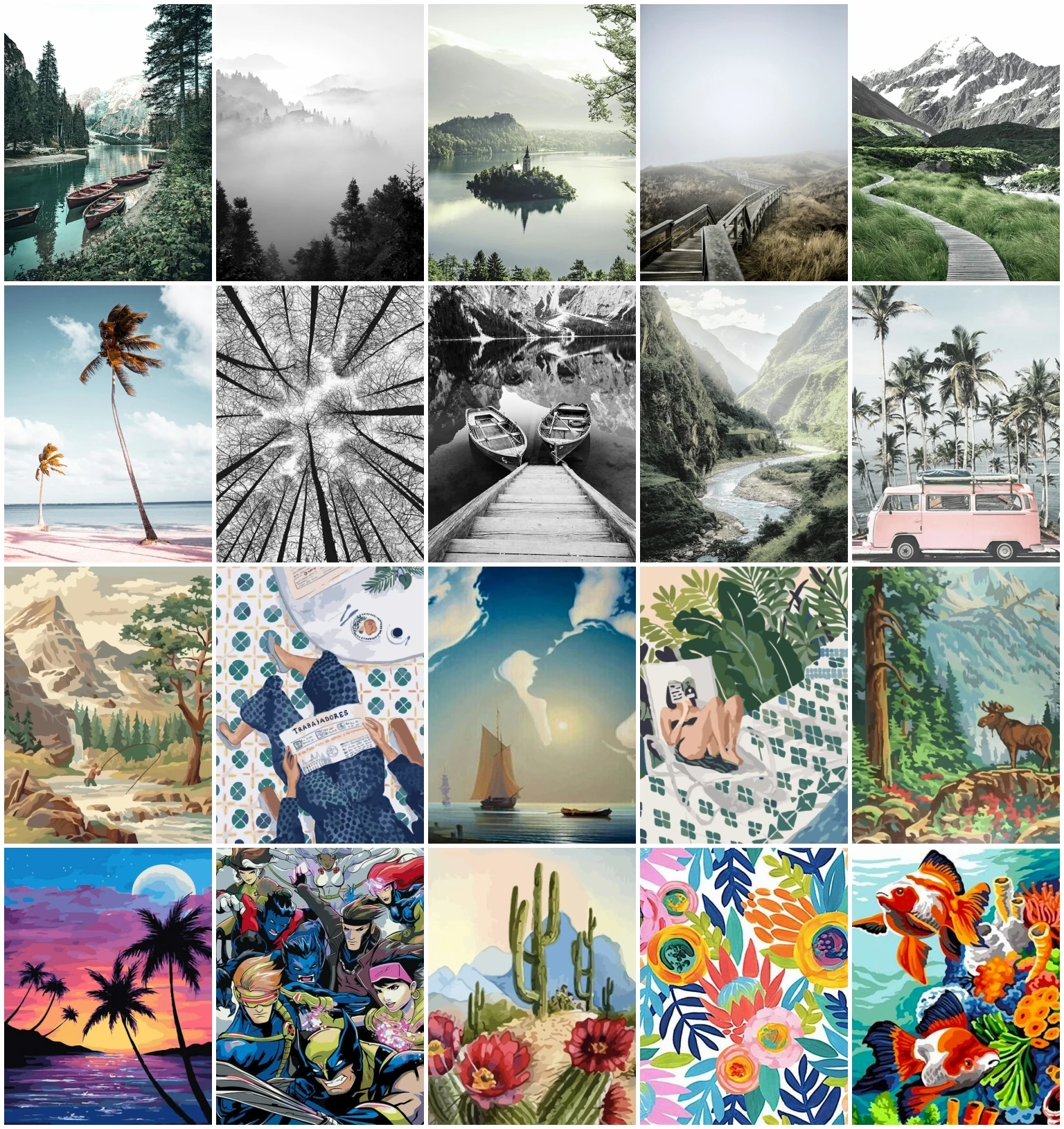 

Картина AZQSD по номерам, пейзаж, ручная роспись, набор на холсте, искусственный цветок, ручная роспись, Настенный декор