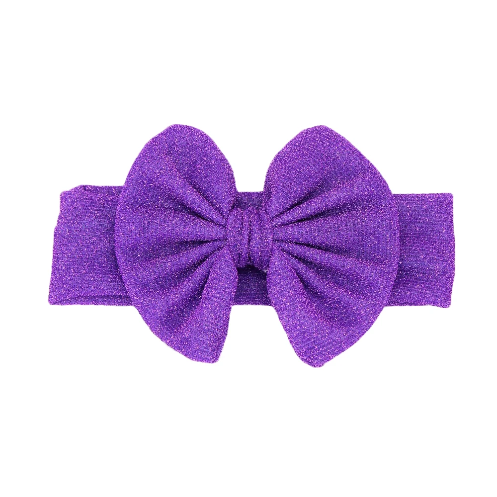 Детская блестящая повязка на голову с большим бантом и тюрбаном Мягкая