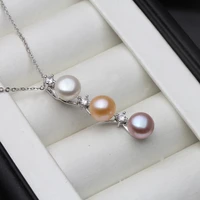 wedding 925 sterling silver pendant women multi color white natural freshwater pearl pendant necklace fine jewelry with chain