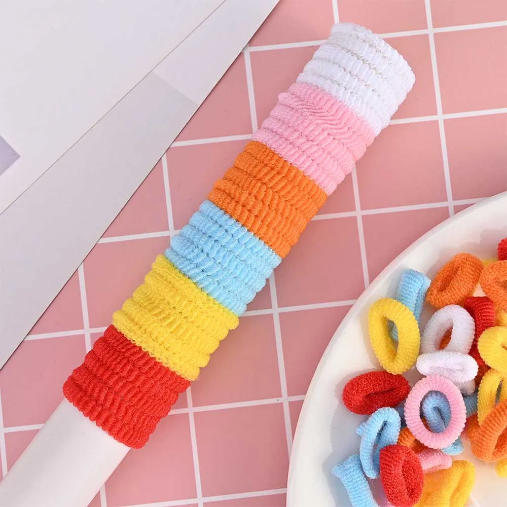 100Pcs-1cm Quaslover, 100 шт./лот, Модные Цветные нейлоновые эластичные канаты для волос для девочек, женские головные канаты, Детские держатели для волос, кольца, детская лента для волос - Цвет: 100Pcs-1cm