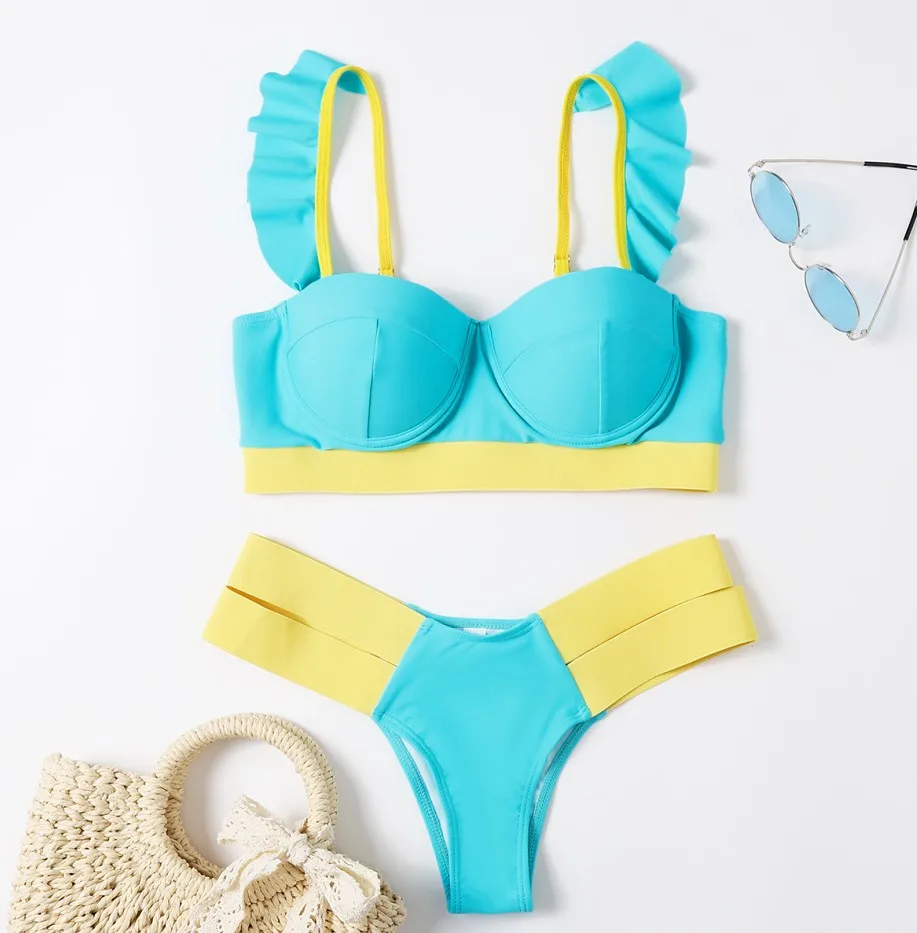

Sexy Patchwork Bikini 2021 Women Swimsuit Push Up Brazilian Swimwear Bathing Suit Female Biquini Neon BeachWear Swimming Thong