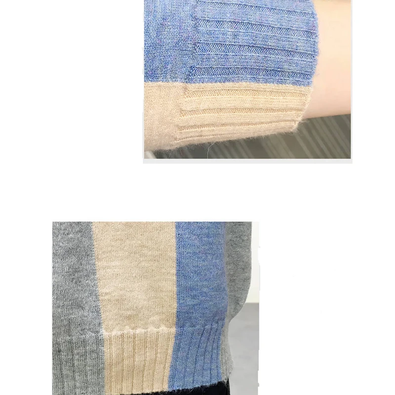 

shintimes Pullover Sweater Knitted Women Winter 2021 New Korean Style Long Sleeve Stripes O-Neck Warm Female Sweaters Pull Femme