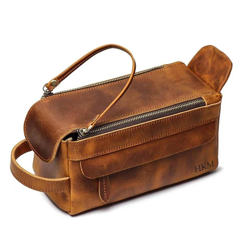 Изготовленный на заказ логотип полностью зернистая коровья кожа косметичка