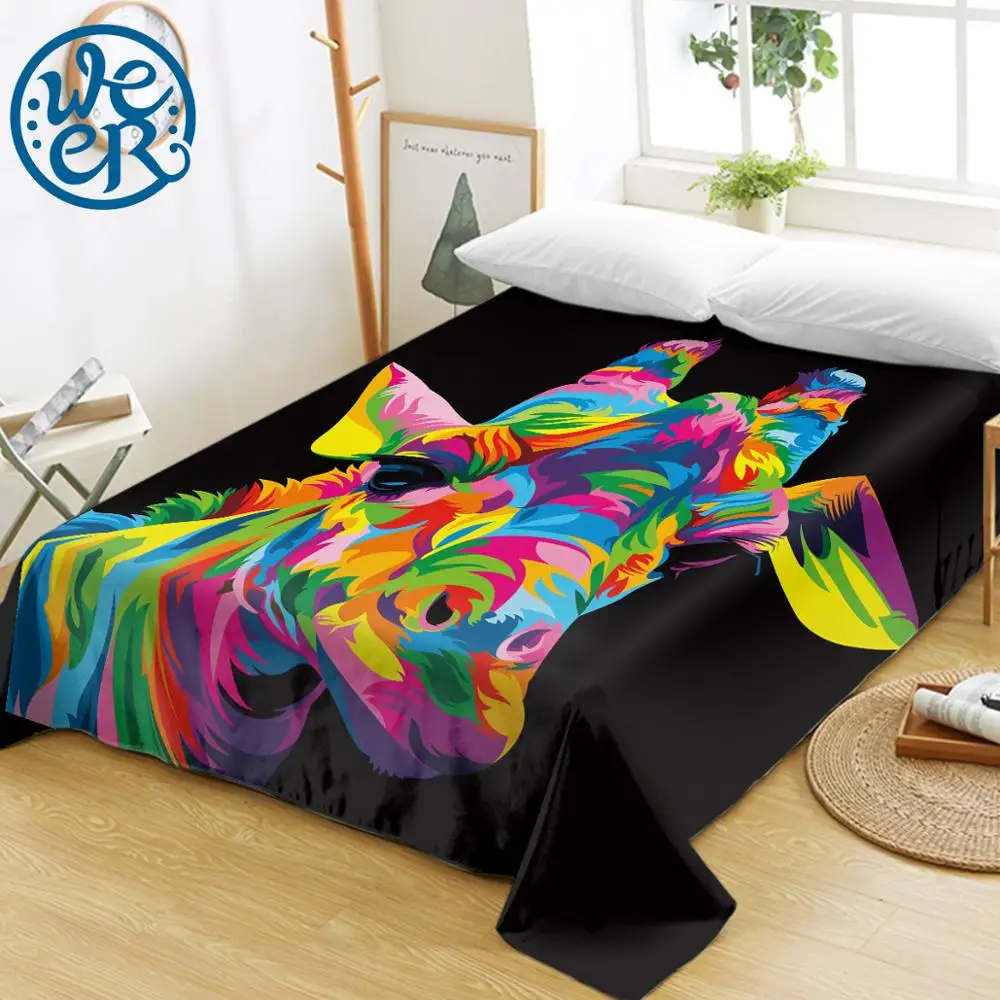 The Royal Giraffe by Weer Bedspread Watercolor Flat Sheet Animal Printed Bed Sheets Rainbow Colorful drap de lit Dropshipping | Дом и сад