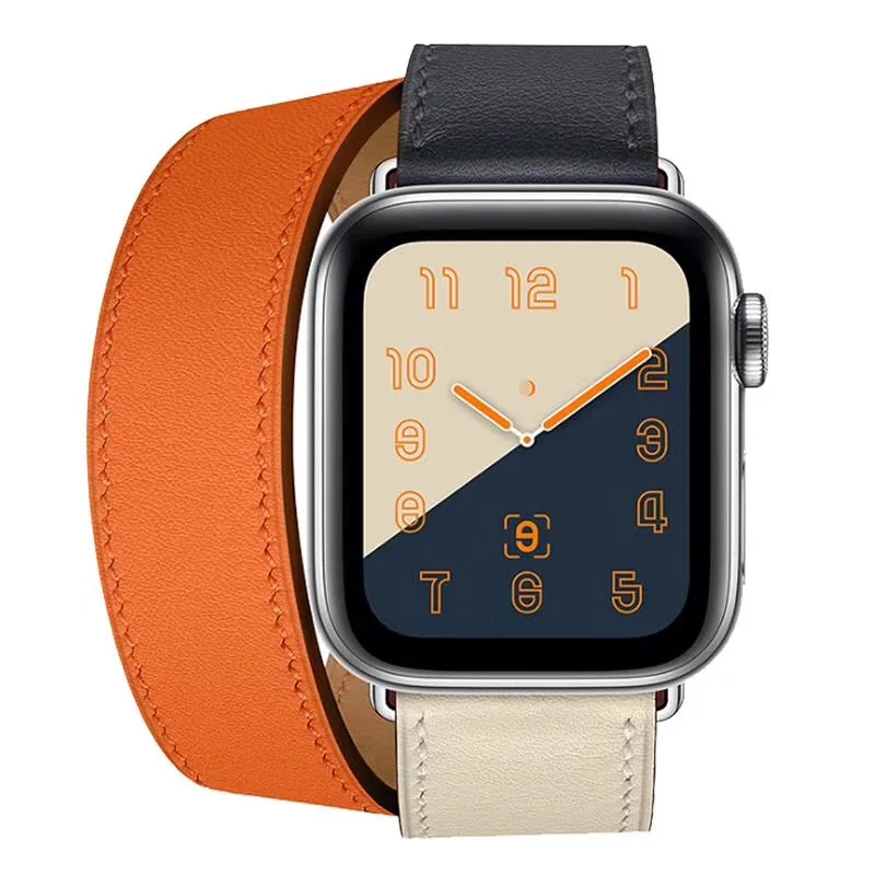 Новый кожаный ремешок mixcolor для iWatch 6SE Series 5 4 3 2 1 модный двойной тур Apple Watch Band 42 мм 38