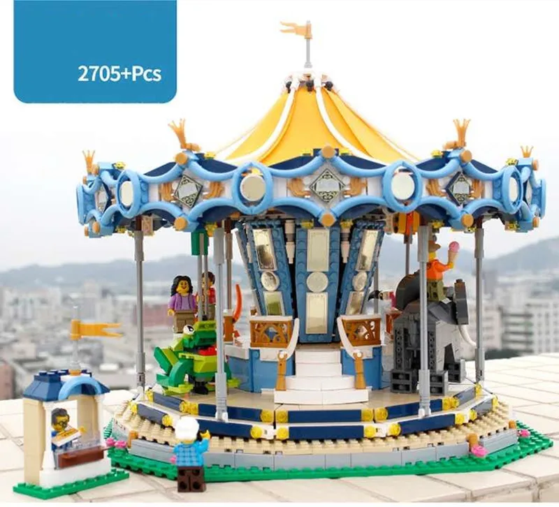 Парк развлечений большие американские горки колесо обозрения карусель кирпичи