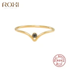 ROXI дуги треугольник кристаллы глаз золотые кольца для женщин Anillos обручальное кольцо 925 стерлингового серебра палец кольцо обручальное кольцо