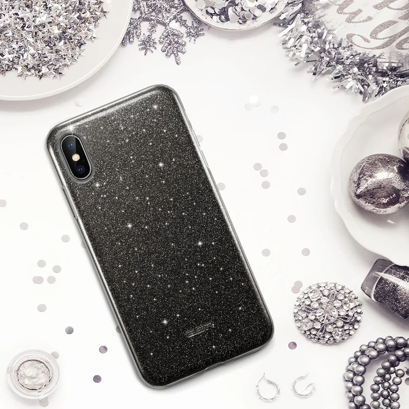 ESR Блестящий розовый черный серебристый чехол для телефона Apple IPhone X милый 3 слоя
