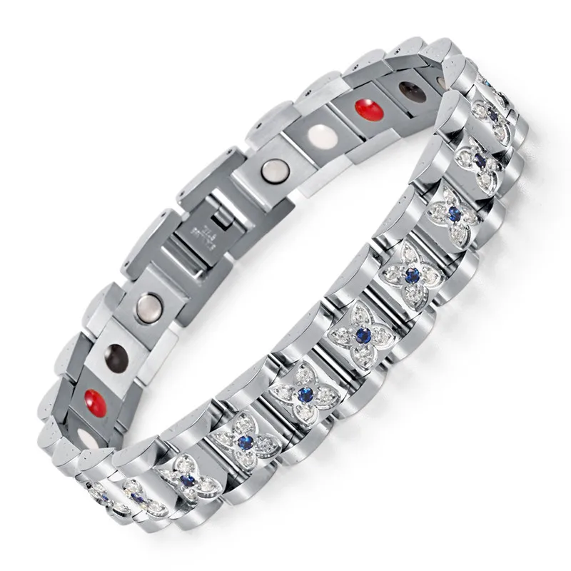 

Fashion Rhinestone Bracelets & Bangles For Women Silver Plated Crystal Magnetic Bio Bracelet Lady Jewelry