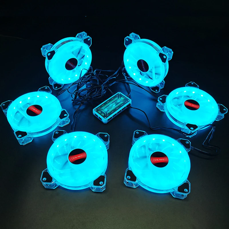 RGB Case Fans 120mm Ultra-Quiet Chassis Cooling with Remote Controller Speed Adjustable Colorful Cooler ND998 | Компьютеры и офис
