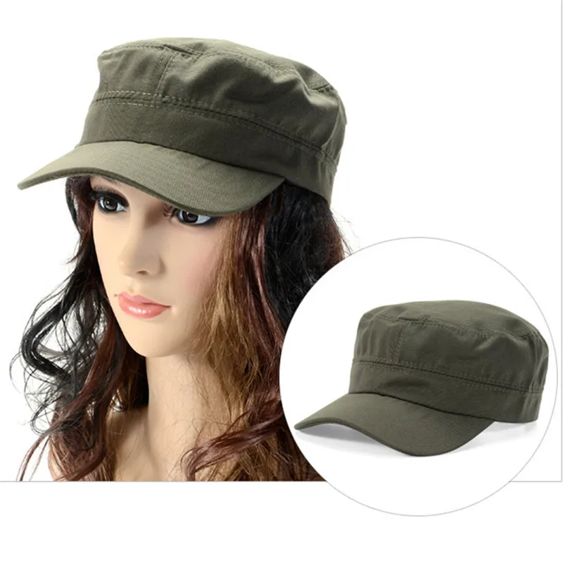 

2020 Classic Vintage Flat Top Mens Washed Caps And Hat Adjustable Fitted Cap Military Hats For Men