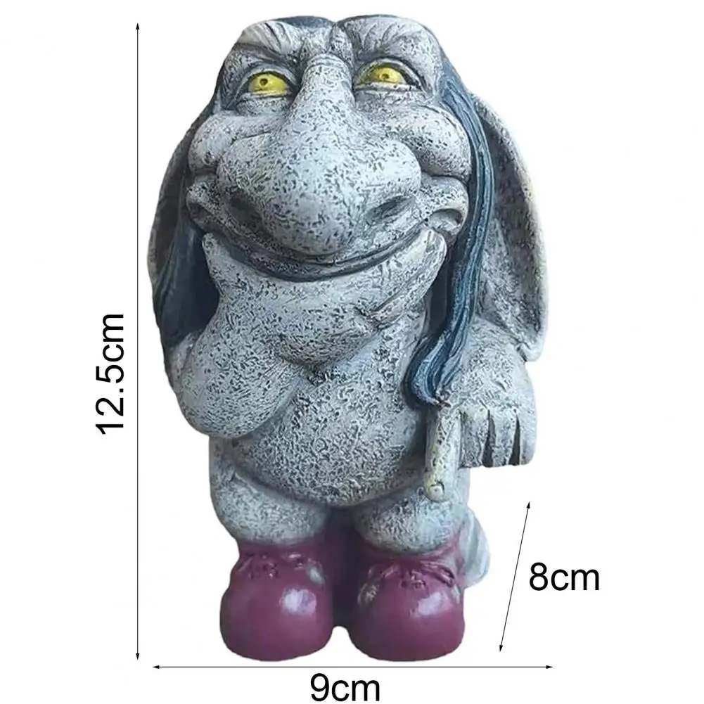 

Garden Statues Troll Statue Pondering Full of Vitality Multi-color Cynical Dwarf Sculptures Troll Statue for Garden