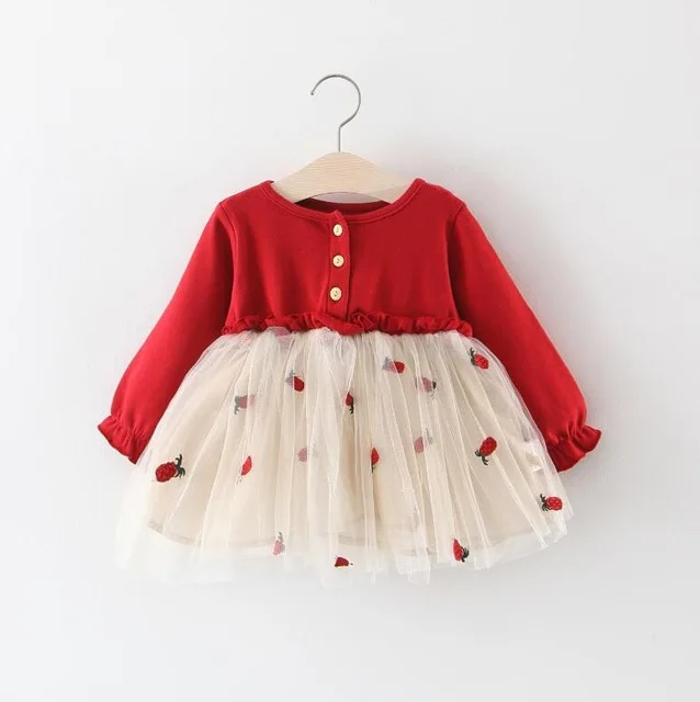BibiCola autumn spring dress 2020 girls fashion cotton long sleeve dresses children kids cartoon fake 2 pcs party princess | Детская