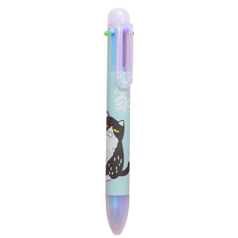 

2pc 6 Color Children'S Painting Pen News Multicolor Palm Ballpoint Pen Cartoon Color Oil Pen Multi-Function Student Stationery