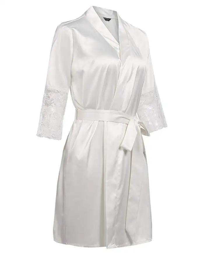 Пикантное шелковое Короткое Кимоно черного и белого цвета модный халат в