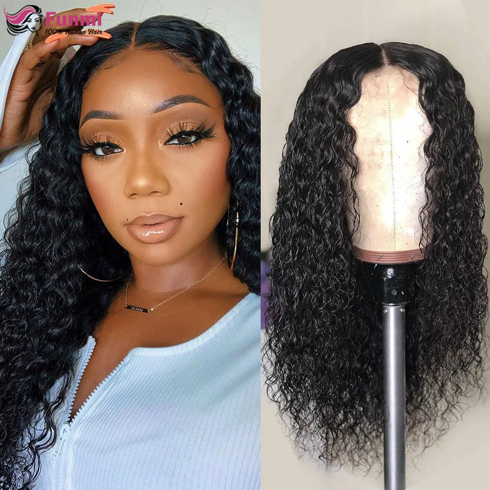 Transparent Lace Wigs 180 Density 4x4 Lace Closure Wigs For Black Women Brazilian Deep Wave Human Hair Wigs PrePlucked Remy Hair