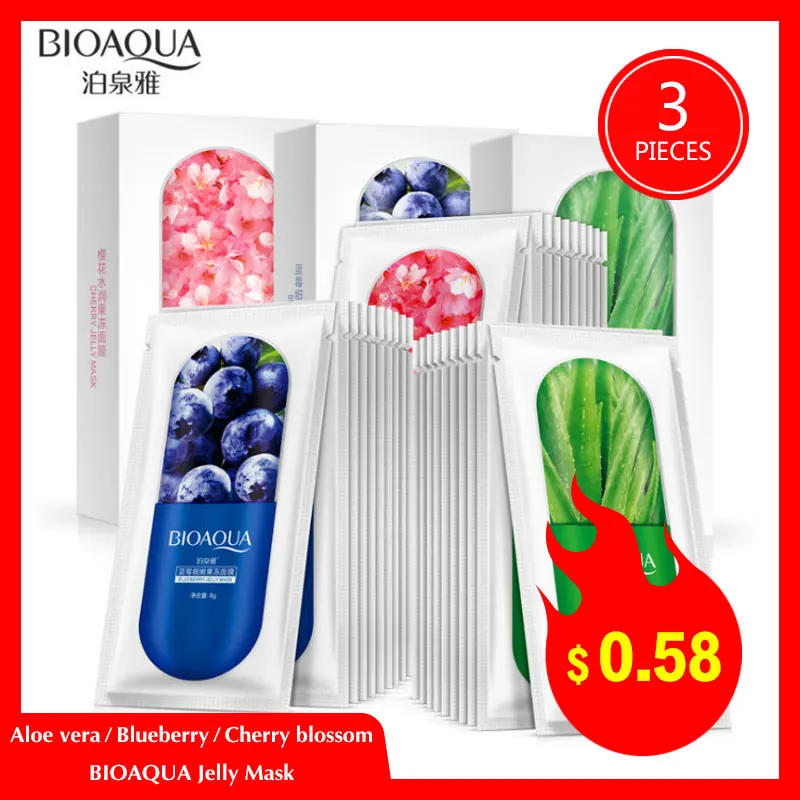 Маска BIOAQUA желе для ухода за лицом алоэ вера/черника/цветение вишни Отбеливающая