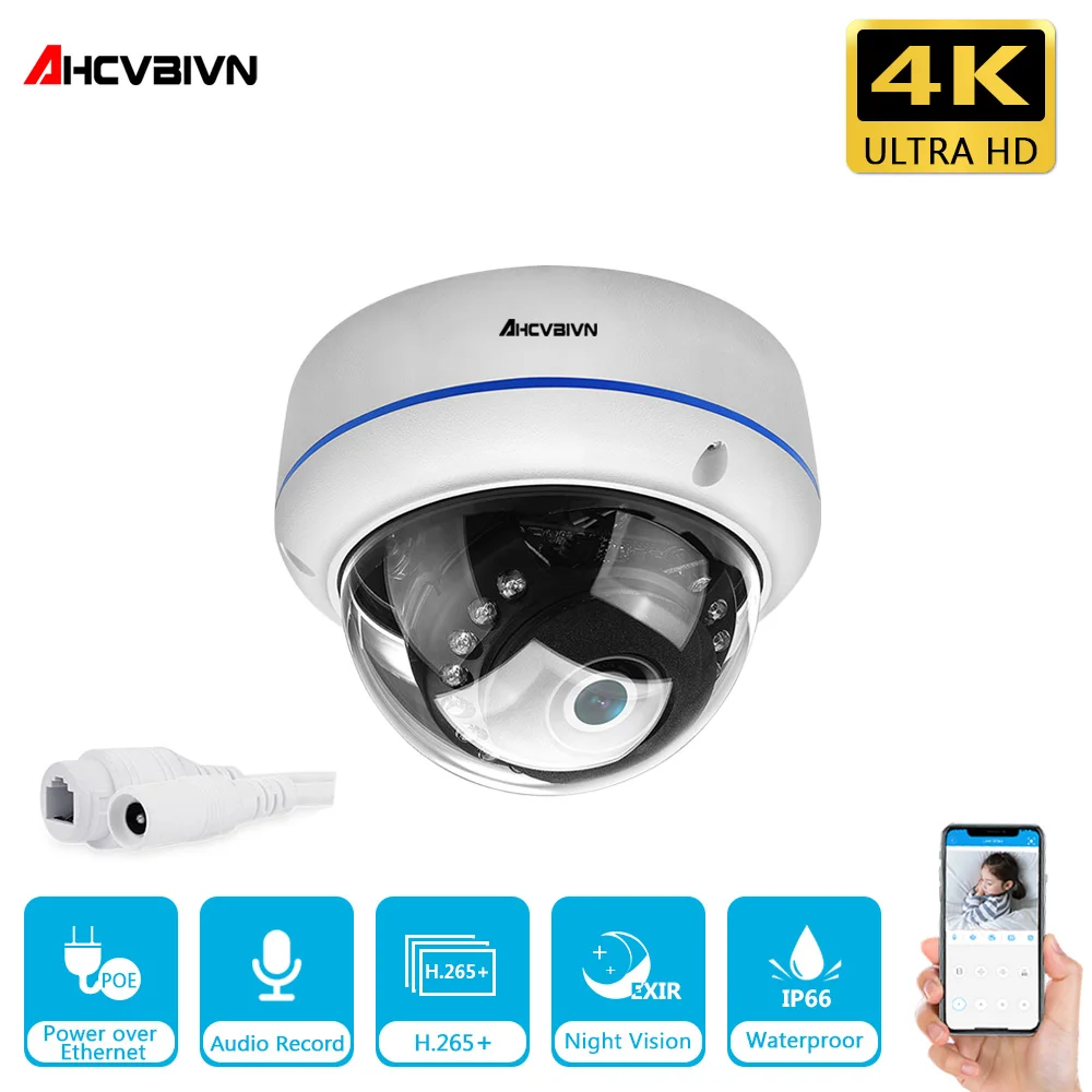 

Ultra HD Dome IP Camera Outdoor 8MP 4K Surveillance Security Video Camera IP IR Night View Motion Detection Alert Record