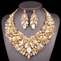 indian jewellery bridal jewelry sets gold color crystal party wedding costume accessories necklace earring sets gifts for women