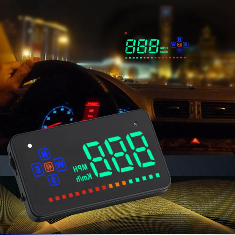 

New Head Display Digital Universal Car HUD Speedmeter Over Reminder MPH (Black)