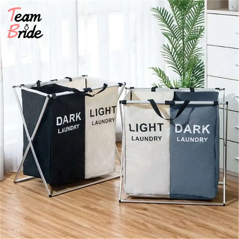 Laundry Basket Two/Three Grids Dirty Clothes Storage Basket Organizer Basket Collapsible Waterproof Folding Large Laundry Hamper