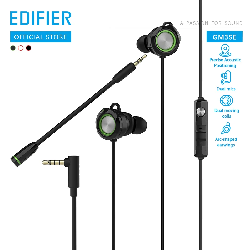EDIFIER GM3SE игровая гарнитура с двумя микрофонами, двойные движущиеся катушки, точное акустическое позиционирование, дугообразные наушники