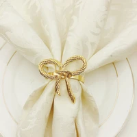 6pcs hotel western restaurant golden bow tie napkin ring napkin buckles party wedding decorations