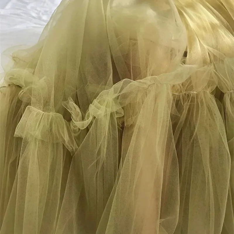 

KUSAHIKI Mesh Skirts Womens 2021 Spring Korean High Waist Skirt Causal A-line Ankle-length Faldas Mujer Moda 6F633