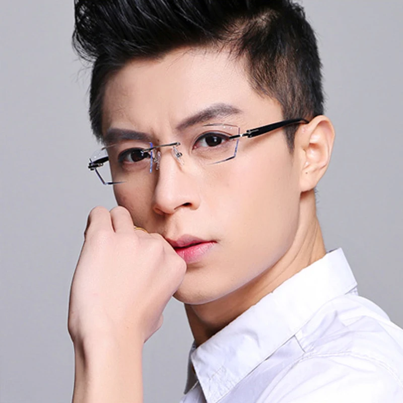 Высокопрочные мужские очки TR сверхлегкие без оправы для близорукости цветные