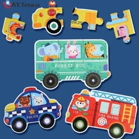 children education toy wooden puzzle cartoon animal transportation character jigsaw set early learning souptoys gift for baby