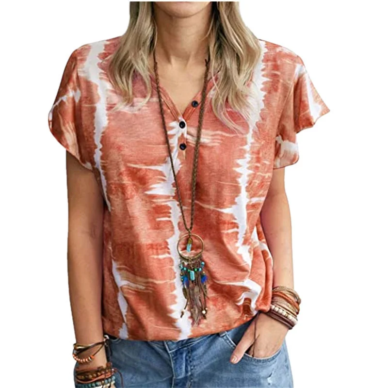 

Women Casual Loose Fashion Size T Shirt V Sheining Tee Tops Oversized Shirts Za
