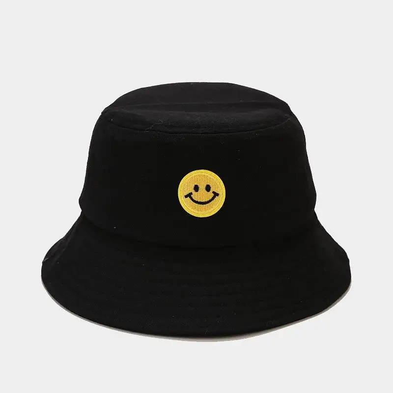 

The new style smile face embroidery Bucket Hat Fisherman Hat outdoor travel hat Sun Cap Hats for Men and Women 12
