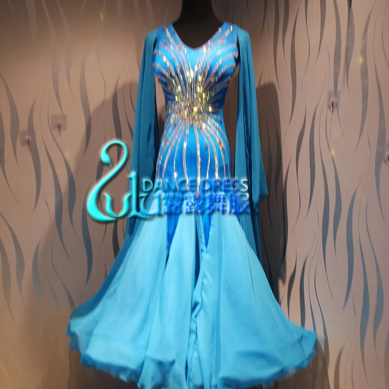 Женское платье для танго и вальса гладкое танцевальное конкурсов США 8 бальное