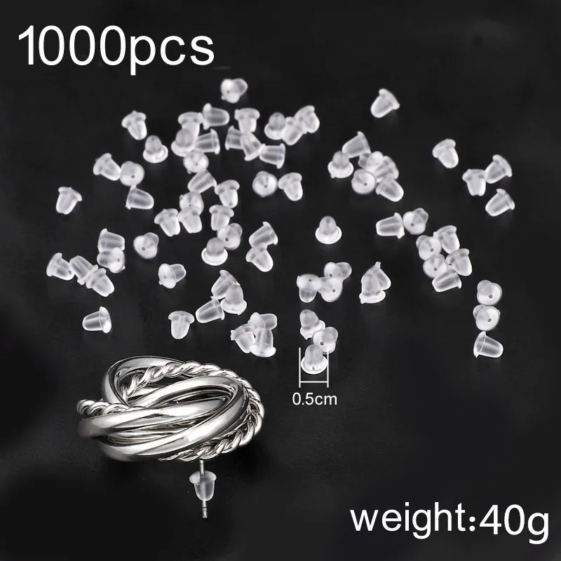 1000 шт./лот прозрачные мягкие силиконовые резиновые серьги защитные пулевые