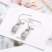 rectangular zircon studs women short small earrings simple korean version vridesmaid gift womens jewelry gift female