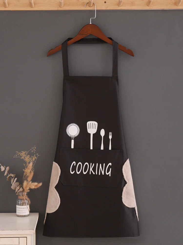 

Men And Women Apron Kitchen Couple Household Waterproof and Oil-proof Hand-wiping Pinafore Ladies Cooking Aprons Overall